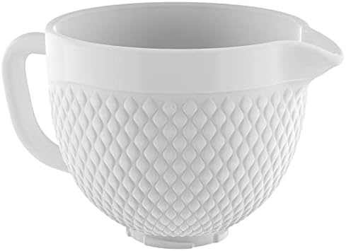 GVODE White Ceramic Mixer Bowl for KitchenAid Stand Mixer, 5 Qt Tilt-Head
