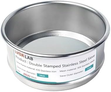 4" 304 Stainless Steel Lab Sieve, 2400 Mesh Screen Sifter
