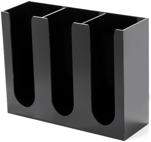 Acrylic Coffee Cup and Lid Storage Organizer Holder, 3 Compartments Disposable