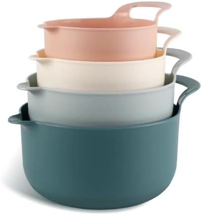 COOK WITH COLOR Nesting Plastic Mixing Bowl Set with Pour Spouts and Handles