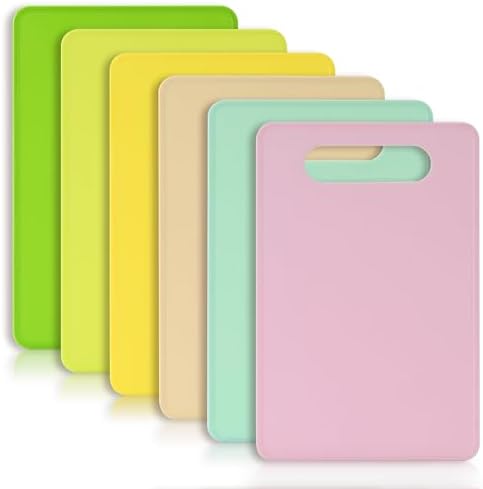 Luckyiren Plastic Cutting Board Set, 6-Piece Kitchen Cutting Mats