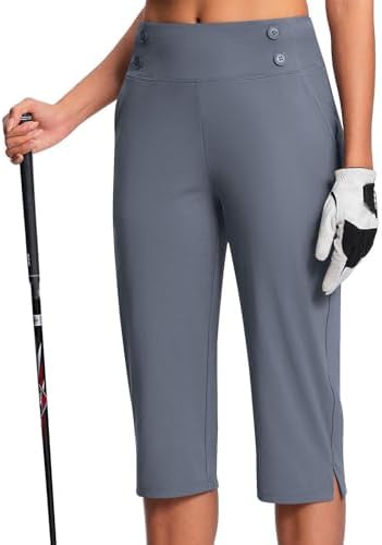 Capri Pants for Women Plus Size High Waisted Stretch Cropped Golf Workout Yoga