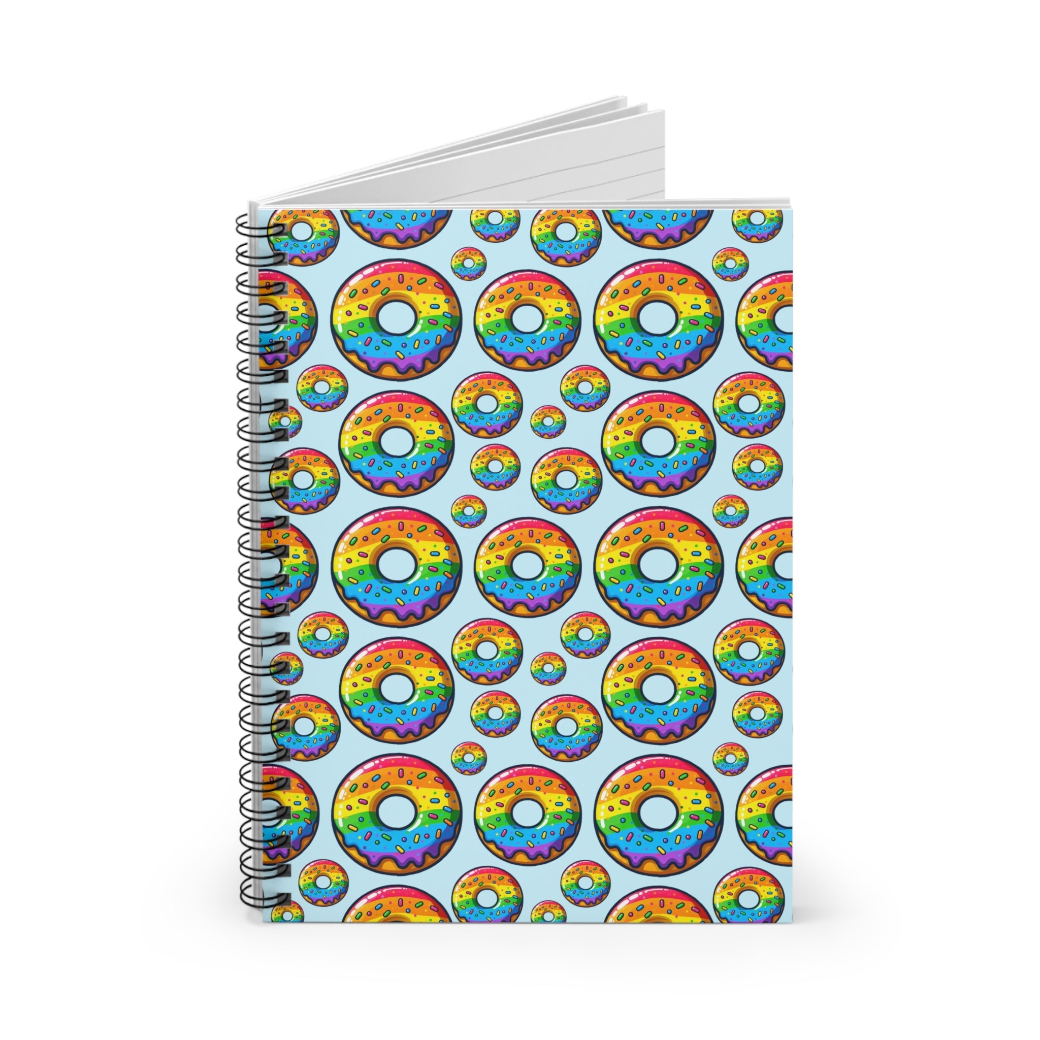 Bespattered Facade Rainbow Sprinkle Donut Spiral Notebook - Lined Pages