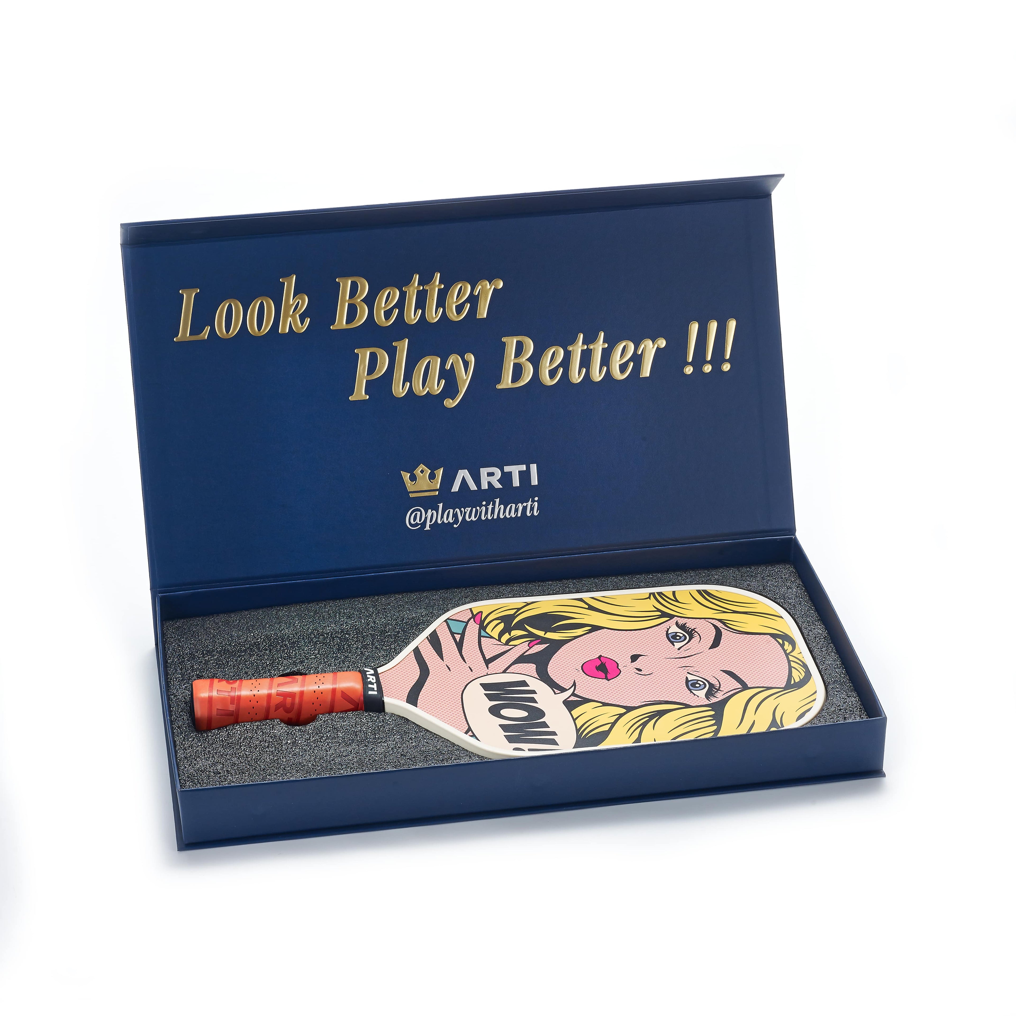 ARTI 16mm T700 Carbon Fiber Kristen & Kristy "WOW" Pickleball Paddle - USA Pickleball Approved