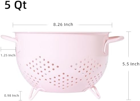 Metal Colander 5 Quart Powder Coated Self-draining Metal Strainer