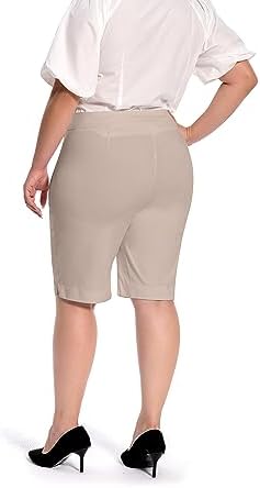 Jenna Rose Women's Pull-On Dress Shorts w/D-Ring – Work & Office Casual