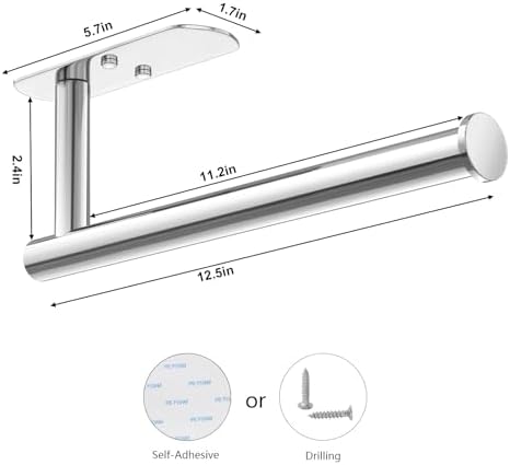 VAEHOLD Self Adhesive Paper Towel Holder Under Cabinet Mount, Wall Mounted