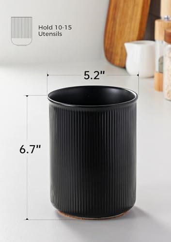 LoeJan Utensil Holder, Extra Large Utensil Crock, Stable Ceramic Utensil
