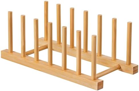 HBlife Bamboo Dish Plate Bowl Cup Book Pot Lid Cutting Board Drying Rack Stand