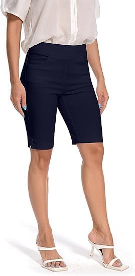 Jenna Rose Women's Pull-On Dress Shorts w/D-Ring – Work & Office Casual