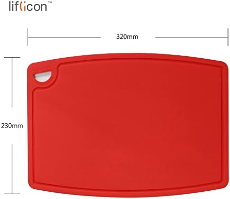 Liflicon Thick Silicone Cutting Board 12.6'' x 9.1'' Juice Grooves Easy Grip