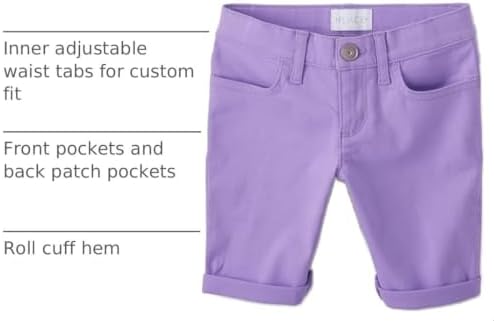 The Children's Place Girls' Roll Cuff Twill Skimmer Shorts