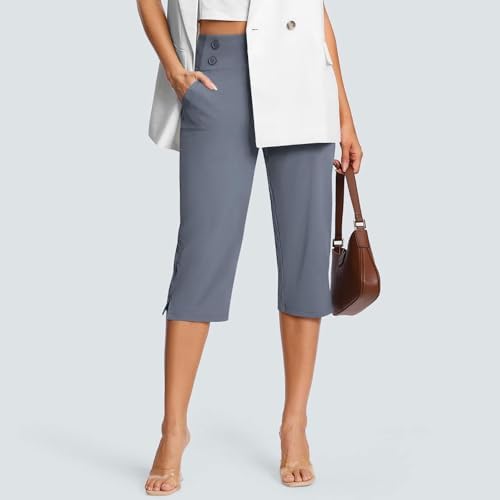 Capri Pants for Women Plus Size High Waisted Stretch Cropped Golf Workout Yoga