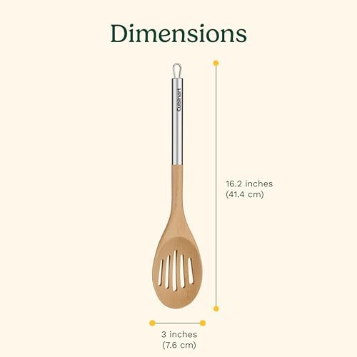 Cuisinart Slotted Spoon, 0.75" x 3" x 16.375", Beechwood/Silver
