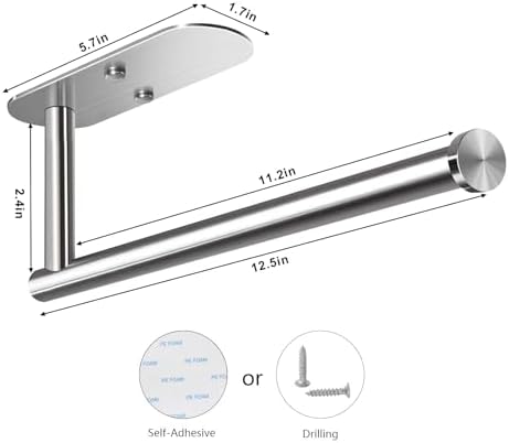 VAEHOLD Adhesive Paper Towel Holder Under Cabinet Mount, Wall Mounted Paper