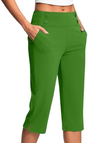 Capri Pants for Women Plus Size High Waisted Stretch Cropped Golf Workout Yoga