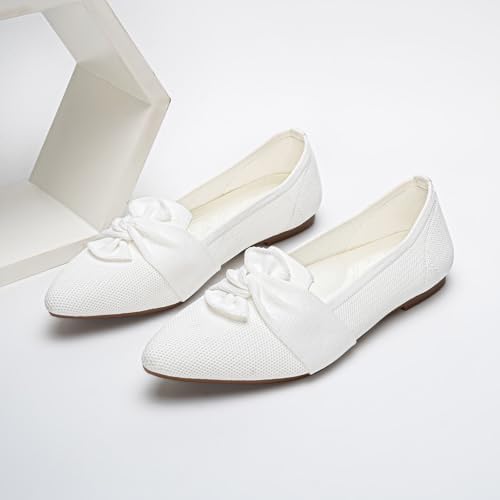 HONHOLD Women's Pointed Toe Flats Breathable Knit Ballet Flats
