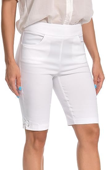 Jenna Rose Women's Pull-On Dress Shorts w/D-Ring – Work & Office Casual