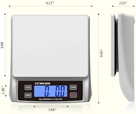 Digital Kitchen Scale 30KG/66LB, Stainless Bread Scale