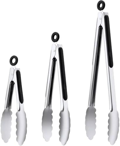 7/9/12 Inch Kitchen Tongs Set, Stainless Steel Cooking Tongs