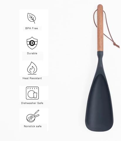 Cooking Spoon for Nonstick Cookwares, Durable BPA-Free Matte Black Silicone