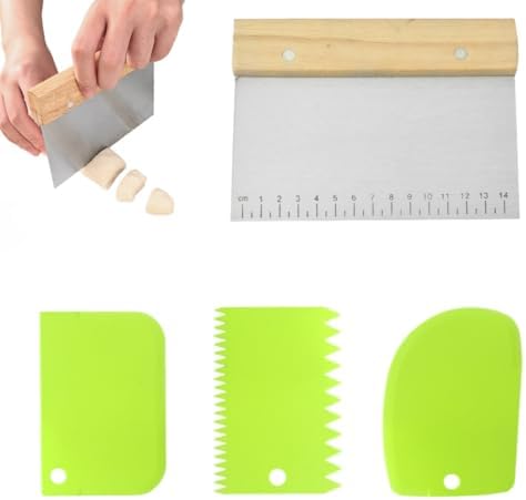4 PCS Bench Scraper, Scraper Food Tool, Dough Scraper and Pastry Cutter