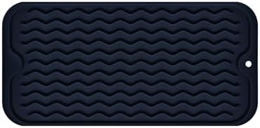 Silicone Dish Drying Mat, Non-Slip Easy Clean Sink Mat, Dark Blue