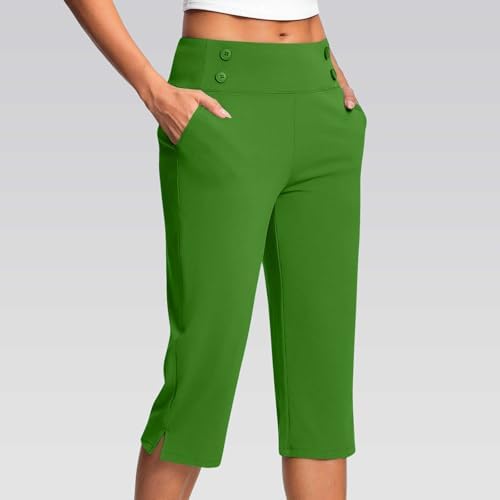 Capri Pants for Women Plus Size High Waisted Stretch Cropped Golf Workout Yoga