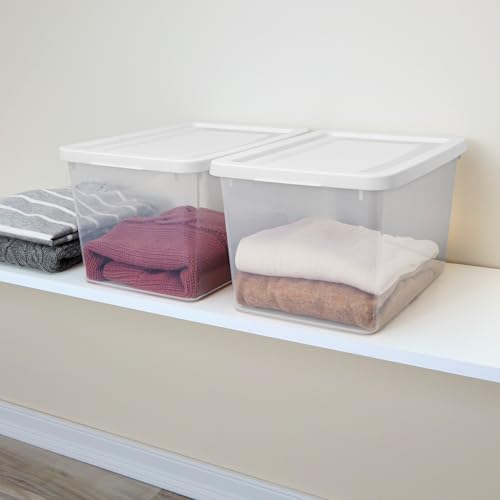 Sterilite Storage Box, Stackable Clear Plastic Bins, 20 Quart