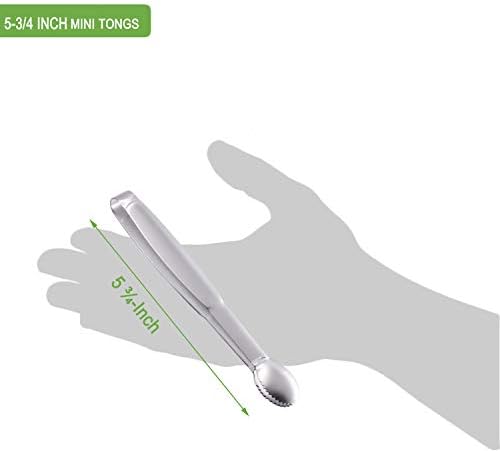 HINMAY Mini Tongs 5-3/4 Inch Stainless Steel Small Serving Tongs