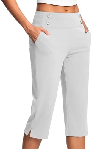 Capri Pants for Women Plus Size High Waisted Stretch Cropped Golf Workout Yoga