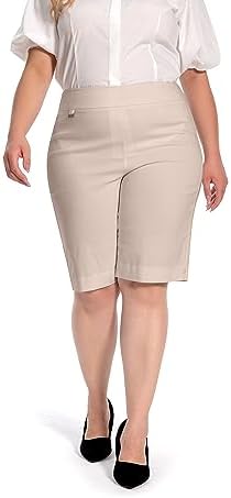 Jenna Rose Women's Pull-On Dress Shorts w/D-Ring – Work & Office Casual