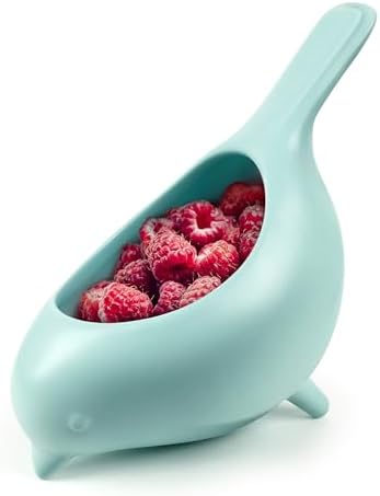 Genuine Fred BLUE BIRD Ceramic Soak-And-Serve Berry Colander
