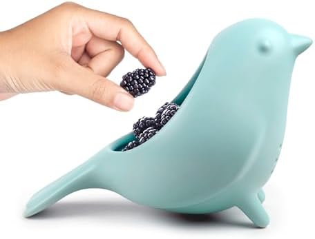 Genuine Fred BLUE BIRD Ceramic Soak-And-Serve Berry Colander