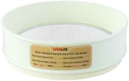 7.9" PVC Lab Sieve, Nylon Mesh, 60 Mesh Screen Sifter