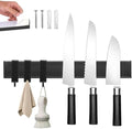 Magnetic Knife Holder With 3 Hooks, 12 Inch Knife Magnetic Strip No Drilling
