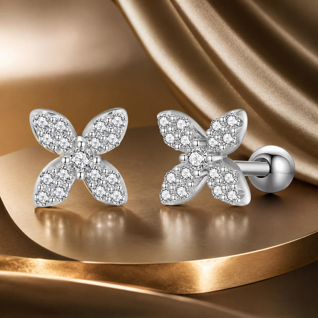 925 Sterling Silver Earrings with Pavé Setting CZ in Elegant Design
