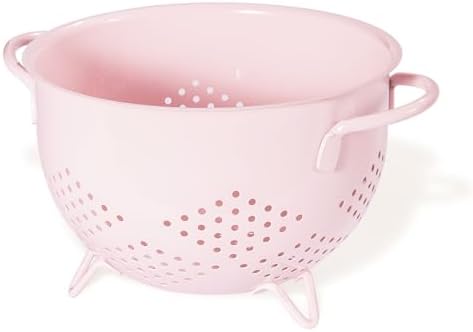 Metal Colander 5 Quart Powder Coated Self-draining Metal Strainer