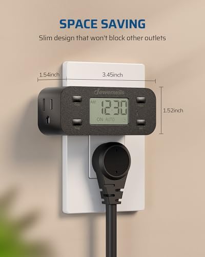 DEWENWILS Indoor 24 Hour Programmable Digital Timer Outlet, 1 Outlet, 1 Pack
