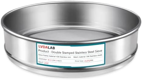7.9" 304 Stainless Steel Lab Sieve, 200 Mesh Screen Sifter