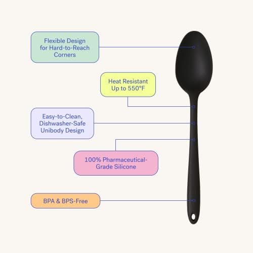 GIR 13-Inch Premium Silicone Spaghetti & Pasta Spoon – Black