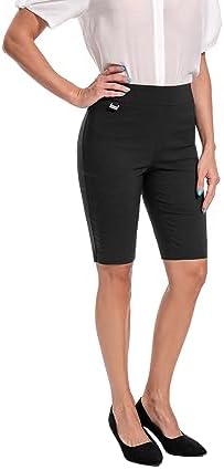Jenna Rose Women's Pull-On Dress Shorts w/D-Ring – Work & Office Casual