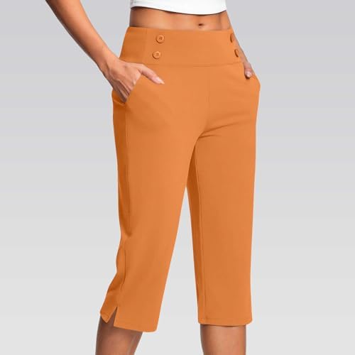 Capri Pants for Women Plus Size High Waisted Stretch Cropped Golf Workout Yoga