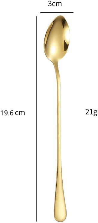 Set of 10 Long-Handle Spoons for Iced Tea, and Desserts