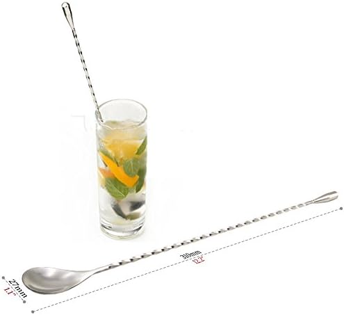 12“ Extra Long Cocktail Mixing Spoon Set Food-Grade 18/8 Stainless Steel