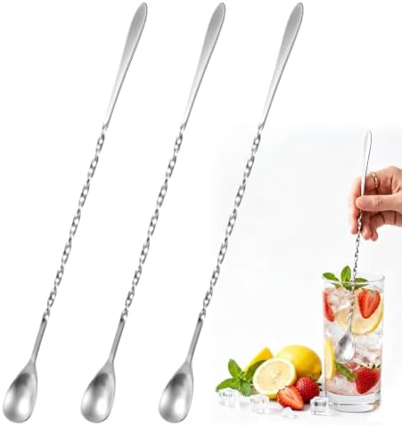 3 Pcs 12 Inch Cocktail Spoon Long Handle, Bar Mixing Spoon