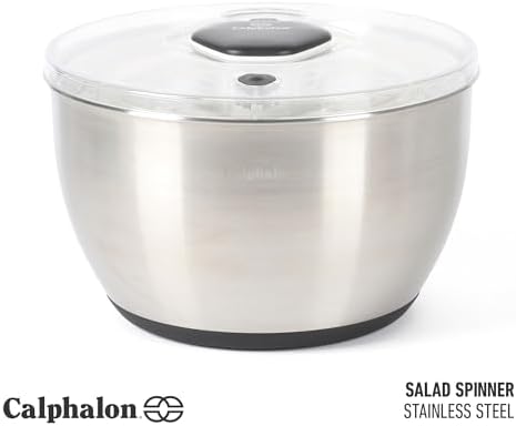 Calphalon Aero 6.3-Qt Stainless Steel Salad Spinner, Fruit & Vegetable Washer