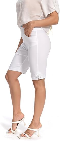 Jenna Rose Women's Pull-On Dress Shorts w/D-Ring – Work & Office Casual