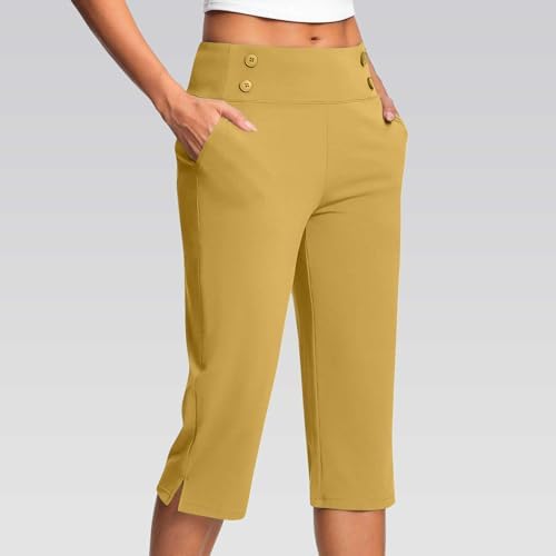 Capri Pants for Women Plus Size High Waisted Stretch Cropped Golf Workout Yoga