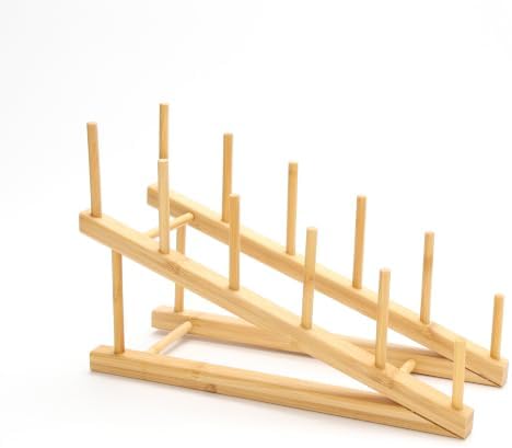 Bamboo Dish Rack, 4 Pack, Bamboo Plate Organizer